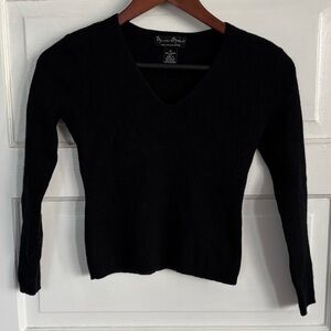 Mercer & Madison Black V-Neck Italian Merino Sweater